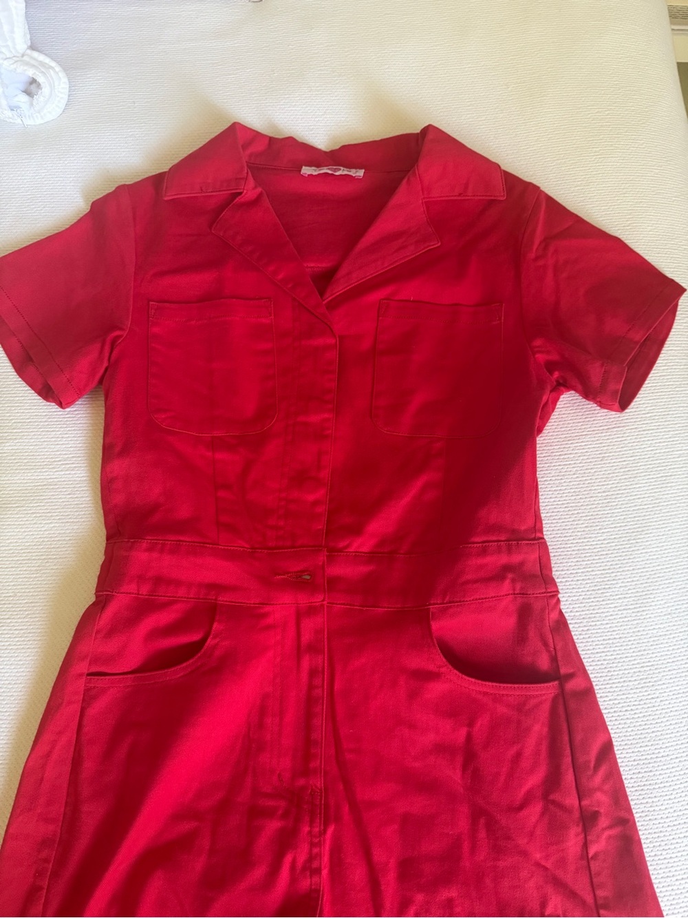 Women’s Short-Sleeve Red Romper